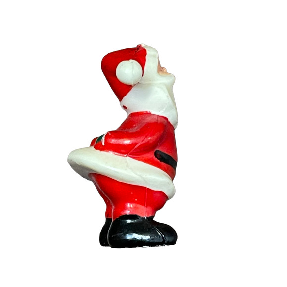 Vintage Santa Plastic Mold Figurine 2" Whistling Hands Behind Back Christmas - Picture 3 of 6